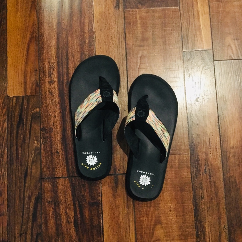 Yellow box flip-flops